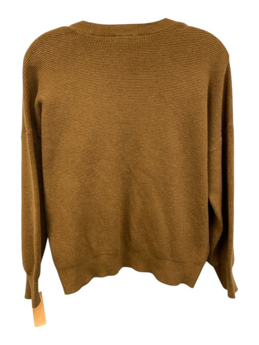 Lilla P Size S Brown Cotton & Modal V Neck Half Button Sweater Brown / S