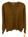 Lilla P Size S Brown Cotton & Modal V Neck Half Button Sweater Brown / S