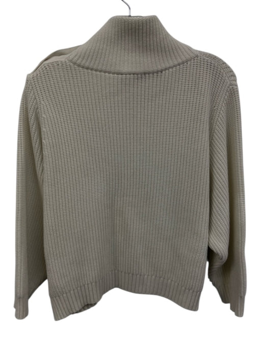 Elisabetta Franchi Size 42 Cream Viscose Blend Ribbed Knit Button Detail Sweater Cream / 42