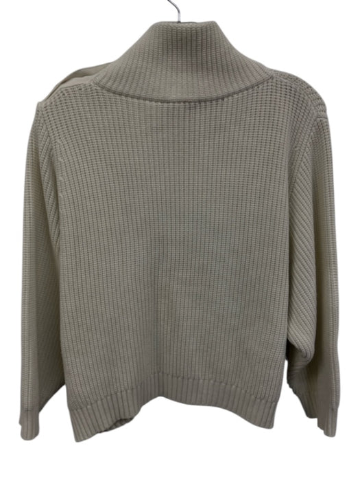 Elisabetta Franchi Size 42 Cream Viscose Blend Ribbed Knit Button Detail Sweater Cream / 42