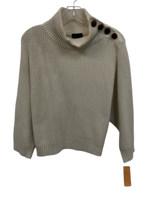 Elisabetta Franchi Size 42 Cream Viscose Blend Ribbed Knit Button Detail Sweater Cream / 42