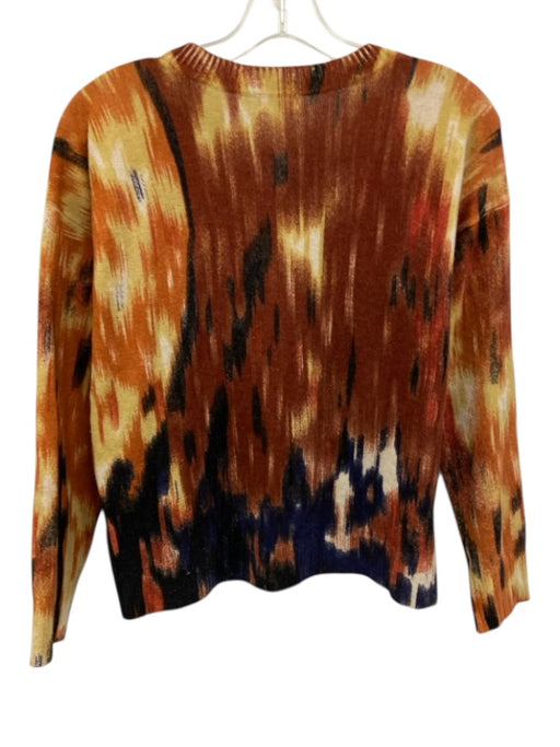 Minnierose Size XS Red, Orange, Blue Cashmere Abstract Ribbed Collar Sweater Red, Orange, Blue / XS