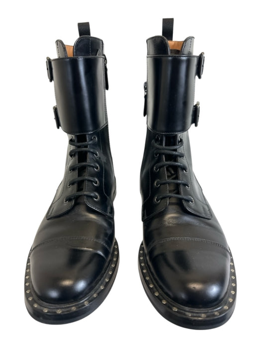 Church's Shoe Size 37.5 Black Leather Buckle Detail Studded Combat Boots Black / 37.5