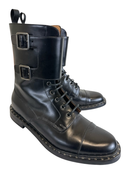 Church's Shoe Size 37.5 Black Leather Buckle Detail Studded Combat Boots Black / 37.5