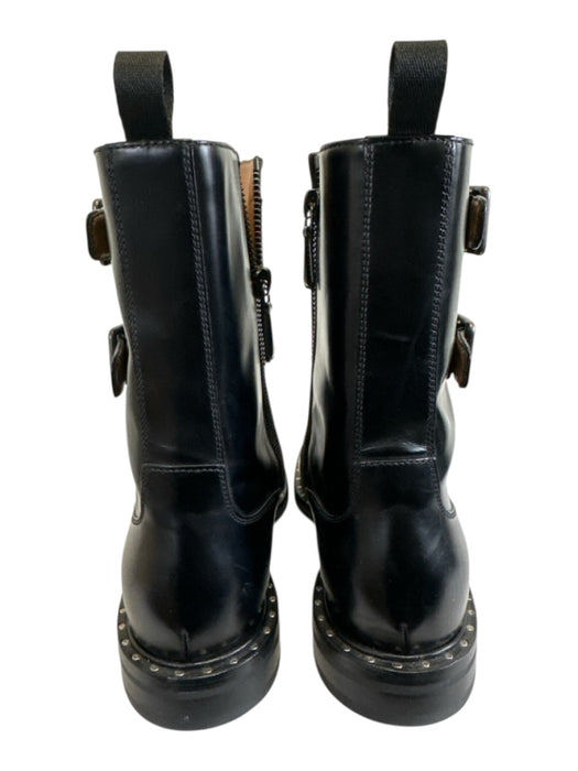 Church's Shoe Size 37.5 Black Leather Buckle Detail Studded Combat Boots Black / 37.5