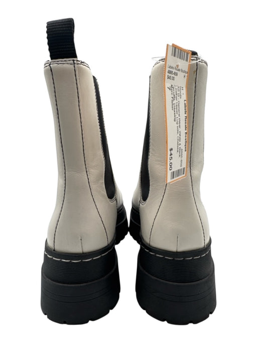Marc Fisher Shoe Size 7 White & Black Leather Upper Lug sole Chelsea Boots White & Black / 7