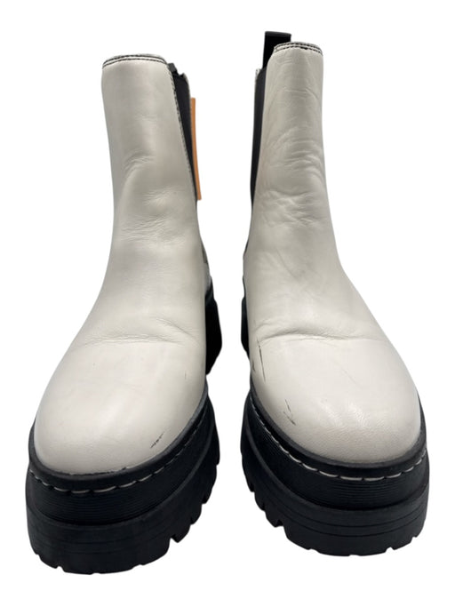 Marc Fisher Shoe Size 7 White & Black Leather Upper Lug sole Chelsea Boots White & Black / 7