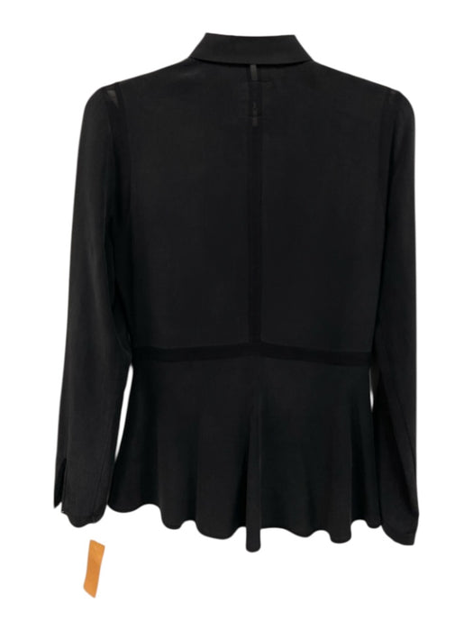 Go > Go Silk Size XS Charcoal Gray Silk Button Down Sheer Detail Long Sleeve Top Charcoal Gray / XS