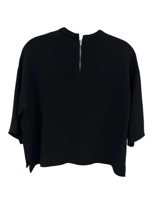 Celine Size 34 / XS Black Viscose Blend Short Sleeve Back Zip Boxy Top Black / 34 / XS