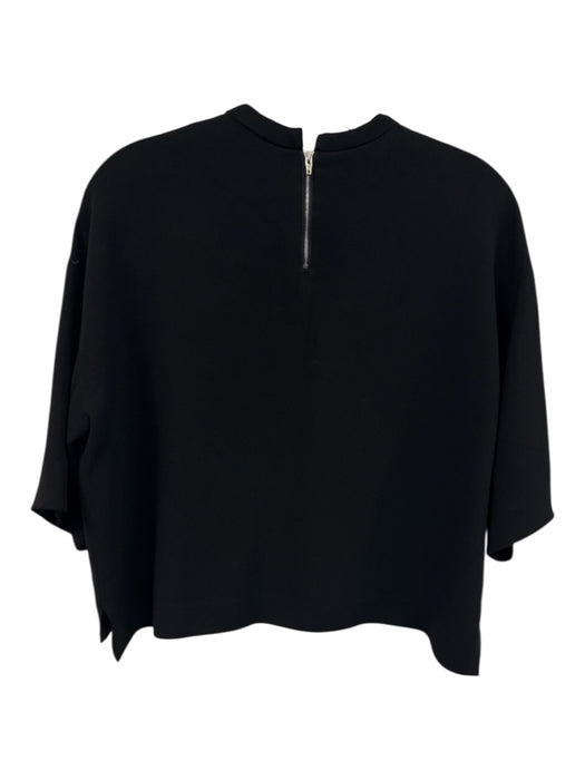 Celine Size 34 / XS Black Viscose Blend Short Sleeve Back Zip Boxy Top Black / 34 / XS