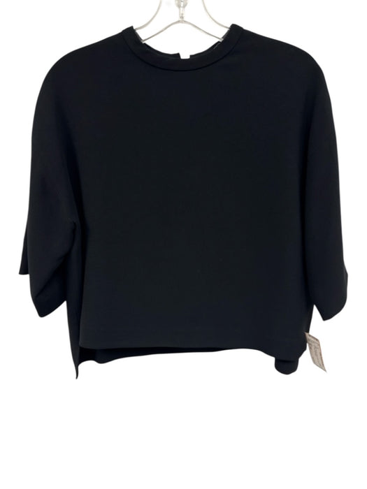 Celine Size 34 / XS Black Viscose Blend Short Sleeve Back Zip Boxy Top Black / 34 / XS