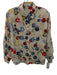 Claudie Pierlot Size 38 / S Cream, Blue, & Multi Silk Semi Sheer Flowers Top Cream, Blue, & Multi / 38 / S