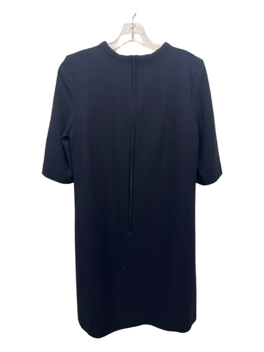 Goat Size 8 Navy Blue Wool Rolled Collar Half Sleeve Shift Dress Navy Blue / 8