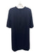 Goat Size 8 Navy Blue Wool Rolled Collar Half Sleeve Shift Dress Navy Blue / 8