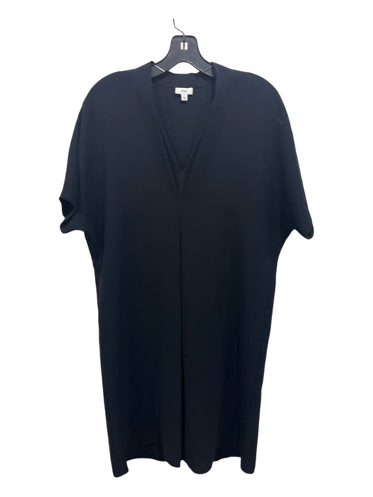 Vince Size XS Navy Blue Polyester V Neck Drop Shoulder Cap Sleeve Shift Dress Navy Blue / XS