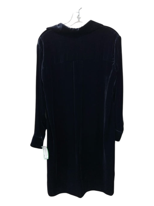 Vince Size XS Navy Blue Viscose & Silk Velvet Half Button Breast Pocket Dress Navy Blue / XS