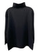 Ann Mashburn Size M Black Wool Side Slits Mock Neck Long Sleeve Sweater Black / M