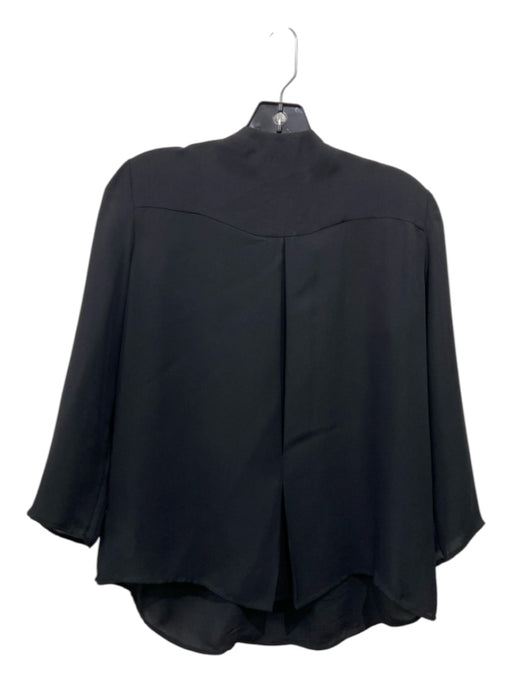 Theory Size Medium Black Silk Half Sleeve Zip Front Top Black / Medium