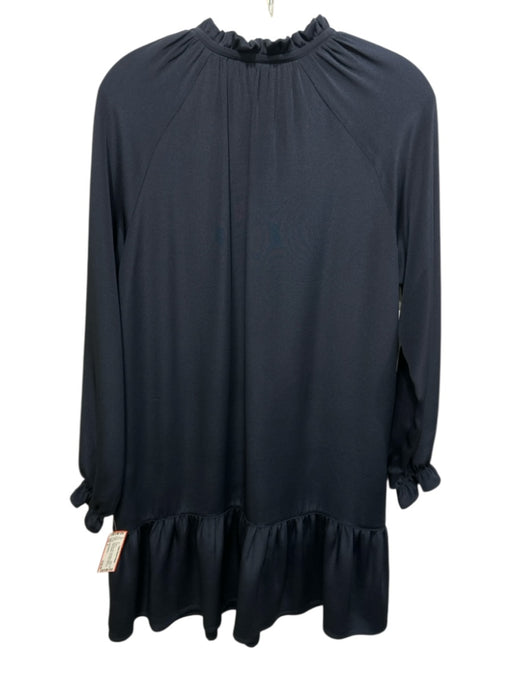 Ann Mashburn Size S Navy Blue Silk Long Balloon Sleeve Ruffle Neckline Dress Navy Blue / S
