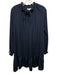 Ann Mashburn Size S Navy Blue Silk Long Balloon Sleeve Ruffle Neckline Dress Navy Blue / S
