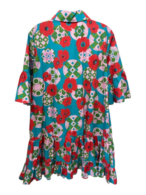 La Double J Size M Blue, Red, Multi Cotton Long Sleeve All Over Print Dress Blue, Red, Multi / M