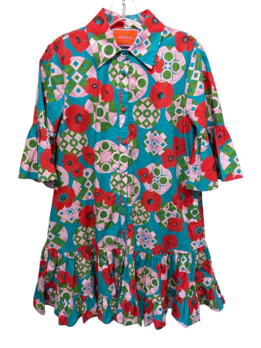 La Double J Size M Blue, Red, Multi Cotton Long Sleeve All Over Print Dress Blue, Red, Multi / M