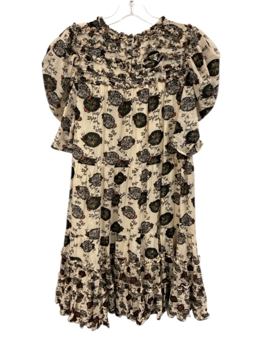 Ulla Johnson Size 10 Cream White, Black & Multi Cotton Blend Floral Dress Cream White, Black & Multi / 10