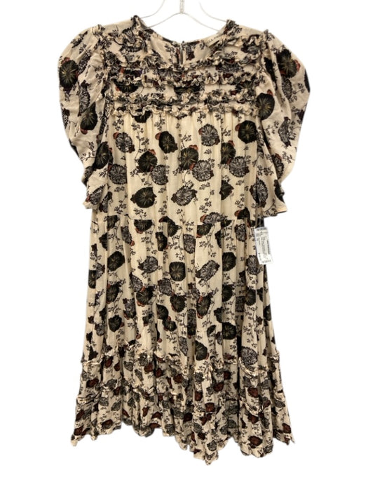 Ulla Johnson Size 10 Cream White, Black & Multi Cotton Blend Floral Dress Cream White, Black & Multi / 10