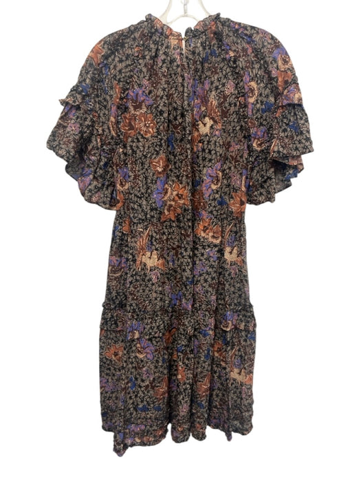 Ulla Johnson Size 8 Beige, Black & Multi Cotton Blend Botanical Dress Beige, Black & Multi / 8