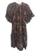 Ulla Johnson Size 8 Beige, Black & Multi Cotton Blend Botanical Dress Beige, Black & Multi / 8
