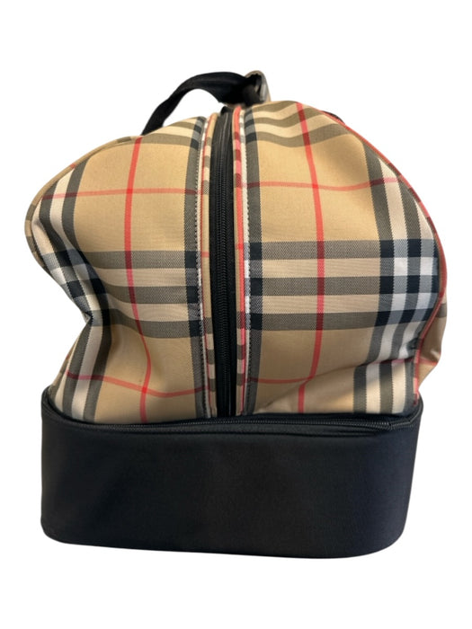 Burberry Golf Beige, Red, & Black Canvas Zip Top Novacheck Compartments Bag Beige, Red, & Black / L