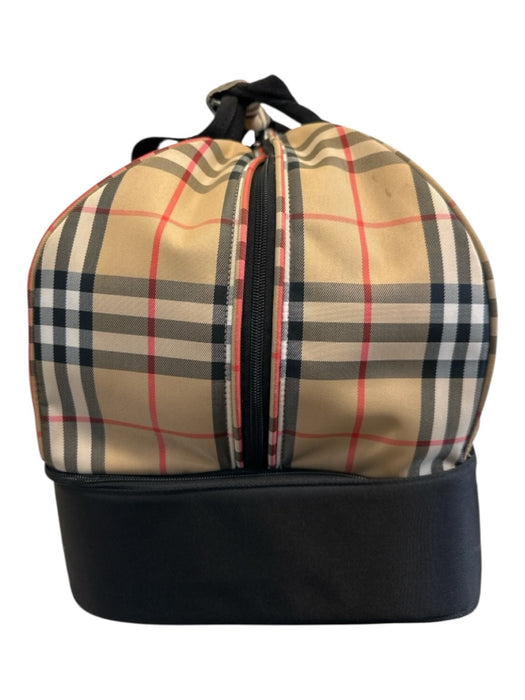 Burberry Golf Beige, Red, & Black Canvas Zip Top Novacheck Compartments Bag Beige, Red, & Black / L