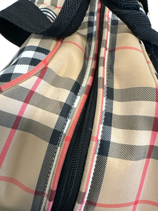 Burberry Golf Beige, Red, & Black Canvas Zip Top Novacheck Compartments Bag Beige, Red, & Black / L