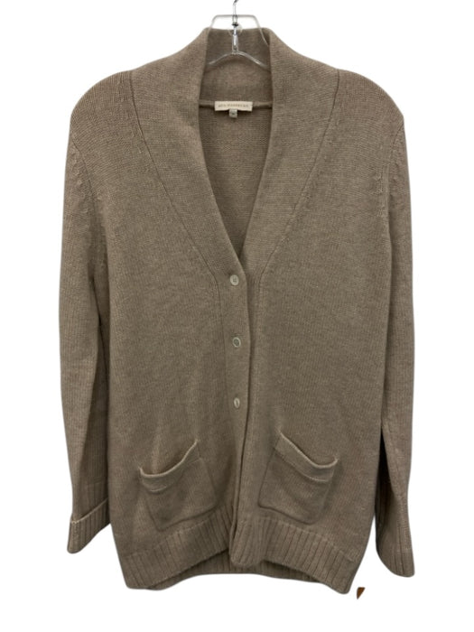 Ann Mashburn Size Medium Oatmeal Beige Cashmere Long Sleeve Button Front Sweater Oatmeal Beige / Medium