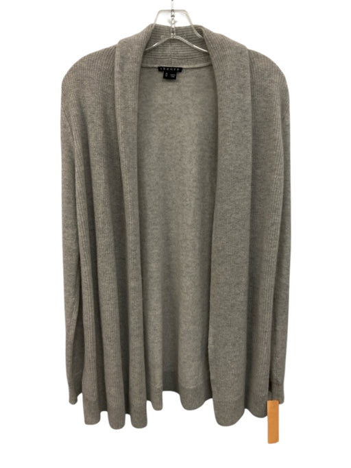 Theory Size Medium Gray Cashmere Long Sleeve Ribbed Open Front Cardigan Sweater Gray / Medium