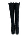 Stuart Weitzman Shoe Size 7 Black Leather & Textile Round Toe Mixed Fabric Boots Black / 7
