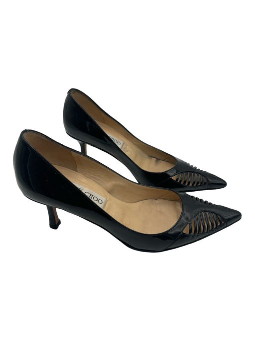 Jimmy Choo Shoe Size 36 Black Patent Pointed Toe Kitten Heel Pumps Black / 36