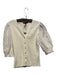 Maje Size 2/M White Viscose Blend Eyelet Sleeves Buttons Ribbed Top White / 2/M