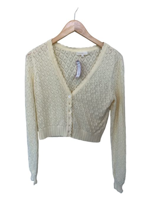 Loveshackfancy Size M Cream Organic Cotton Long Sleeve Hearts Knit Sweater Cream / M