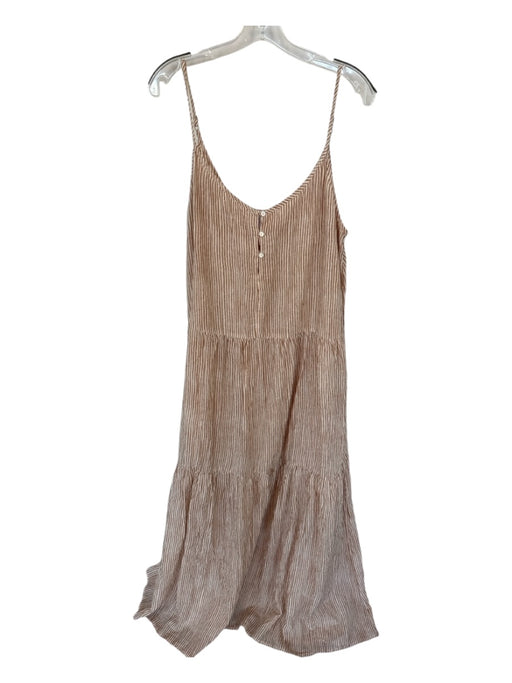 Velvet Size L Tan & White Cotton Spaghetti Strap Striped Buttons Maxi Dress Tan & White / L