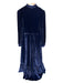 Lisou Size 8 Navy Velvet Mock Neck Ribbon Detail Long Sleeve Back Zip Dress Navy / 8