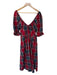 Hill House Size XL Red & Navy Cotton Short Balloon Sleeve Plaid Maxi Dress Red & Navy / XL