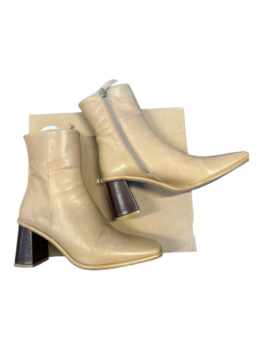 Alohas Shoe Size 7.5 Tan Leather Square Toe Side Zip Booties Tan / 7.5