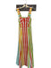 Emporio Sirenuse Size 44 Green & Red Cotton Striped Underwire Open Back Dress Green & Red / 44