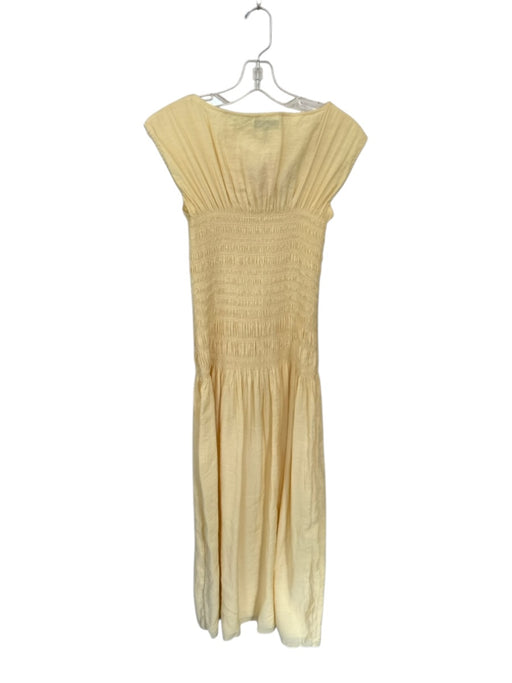 Rag & Bone Size M Butter Yellow Viscose Blend Cap Sleeve smocked Maxi Dress Butter Yellow / M