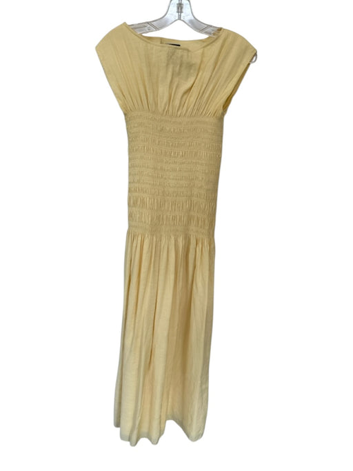 Rag & Bone Size M Butter Yellow Viscose Blend Cap Sleeve smocked Maxi Dress Butter Yellow / M