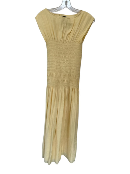 Rag & Bone Size M Butter Yellow Viscose Blend Cap Sleeve smocked Maxi Dress Butter Yellow / M