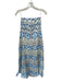Palm Noosa Size 8 Blue & Red Linen Strapless Sea Animal Print Pleat Detail Dress Blue & Red / 8