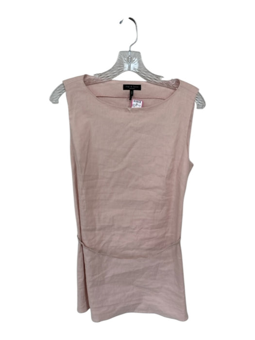 Rag & Bone Size M Blush Linen Blend Sleeveless Belted Tunic Top Blush / M
