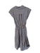 Entro Size M Blue & Brown Cotton Cap Sleeve Striped Buttons Attached Belt Dress Blue & Brown / M